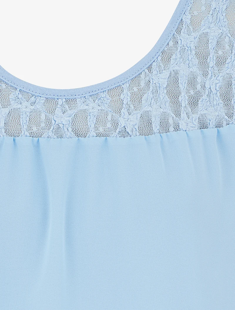 Top boule sans manches à dentelle - Bleu ciel