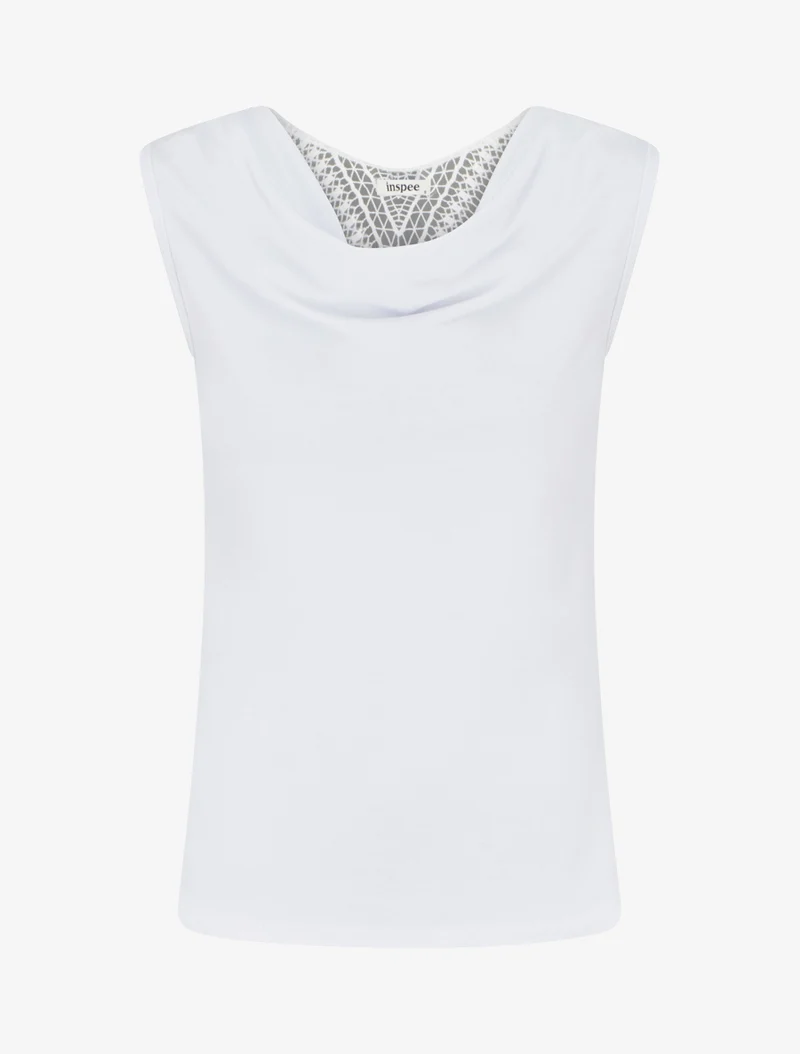 Top uni sans manches à broderie au dos - Blanc