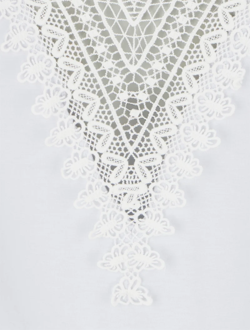 Top uni sans manches à broderie au dos - Blanc