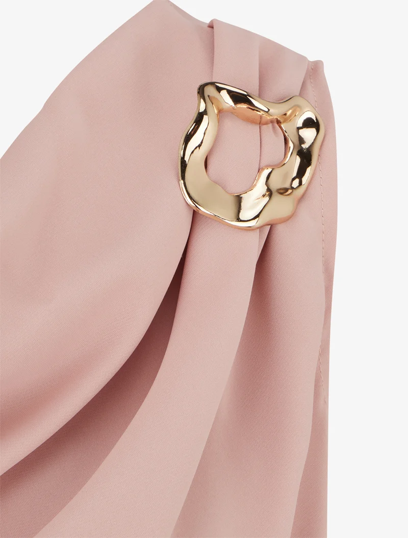 Top uni à empiècement bijou - Vieux rose