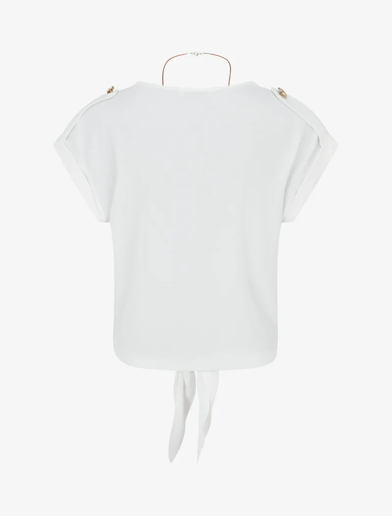 Top uni à nouer et manches courtes - Blanc