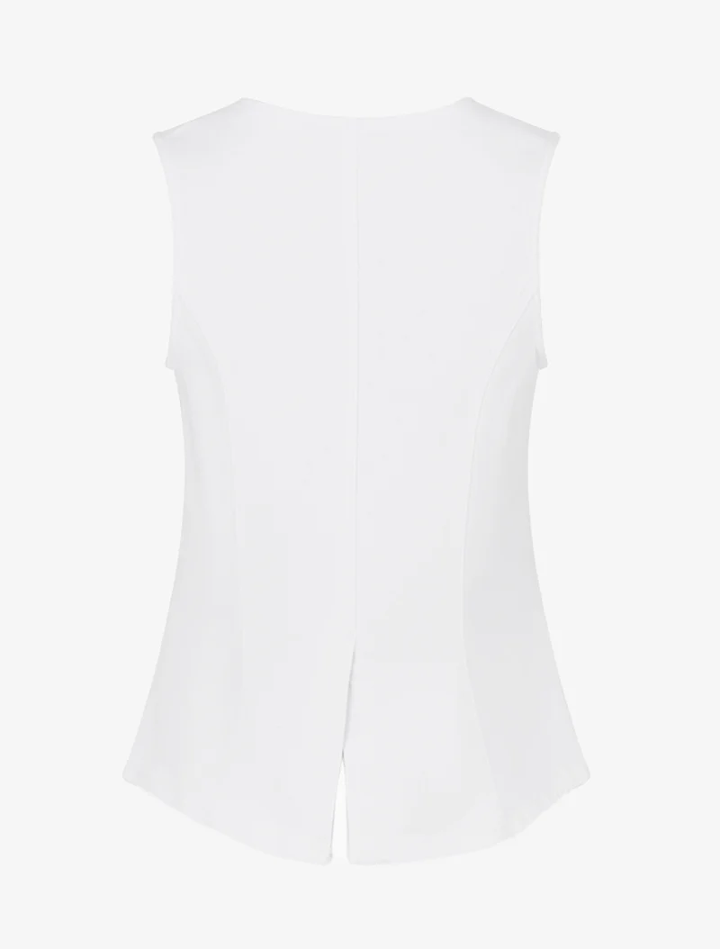 Top en jean boutonné - Blanc