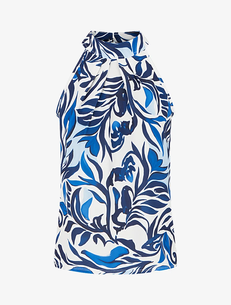 Top sans manches imprimé fantaisie - Marine