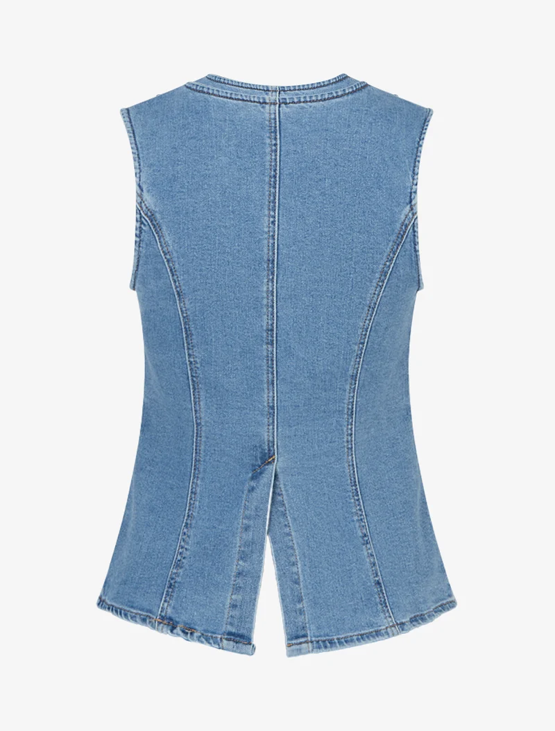 Top en jean boutonné - Bleu