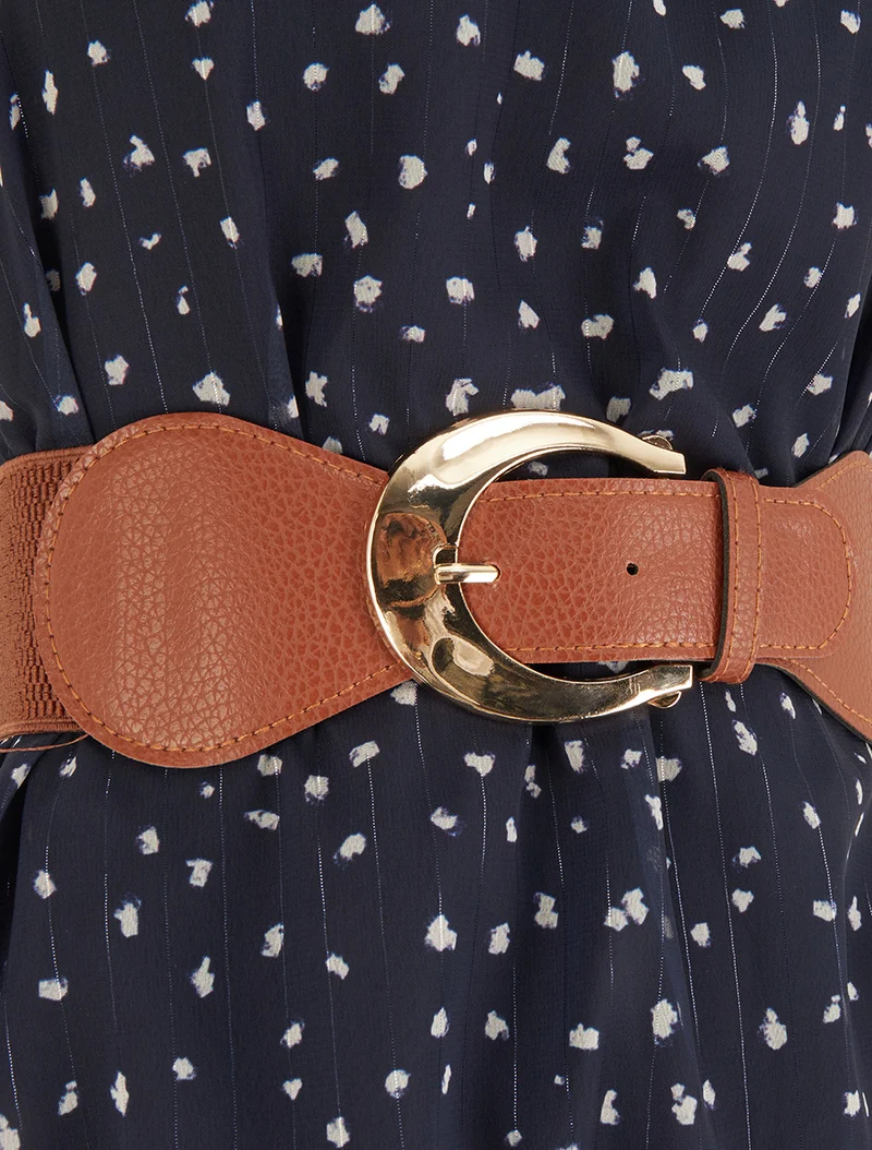 Robe à bretelles chaînes imprimé moucheté - Marine