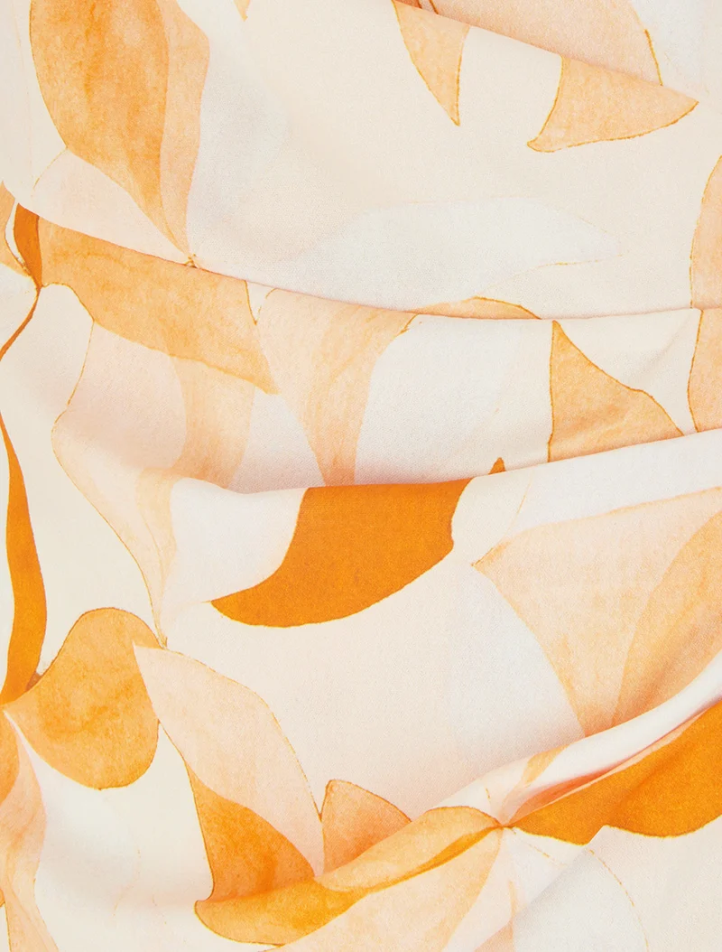 Robe style portefeuille sans manches imprimé feuillages - Orange