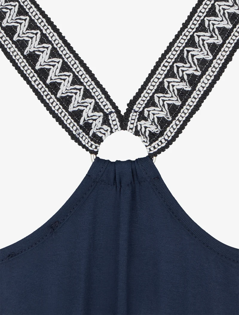 Robe longue imprimé fantaisie - Marine