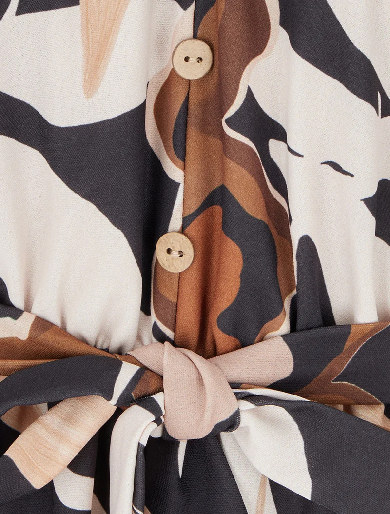Combinaison imprimé floral à taille élastiquée - Noir