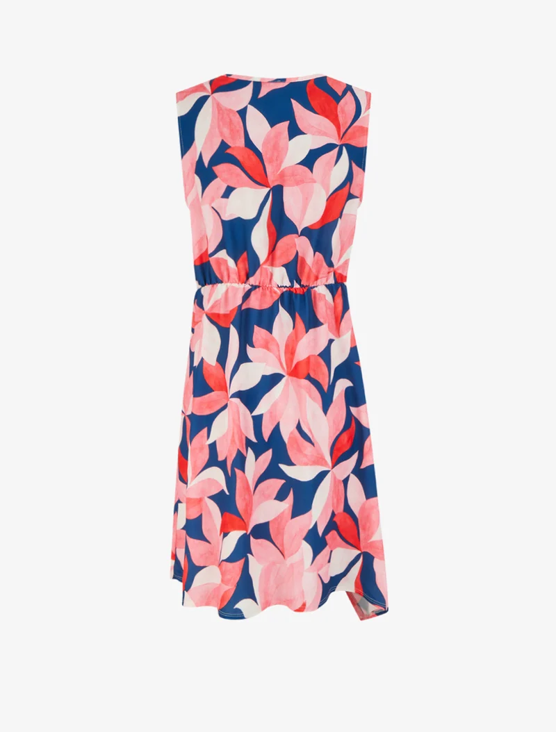 Robe style portefeuille sans manches imprimé feuillages - Rose
