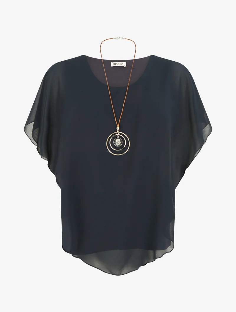 Top droit fluide en voile - Marine