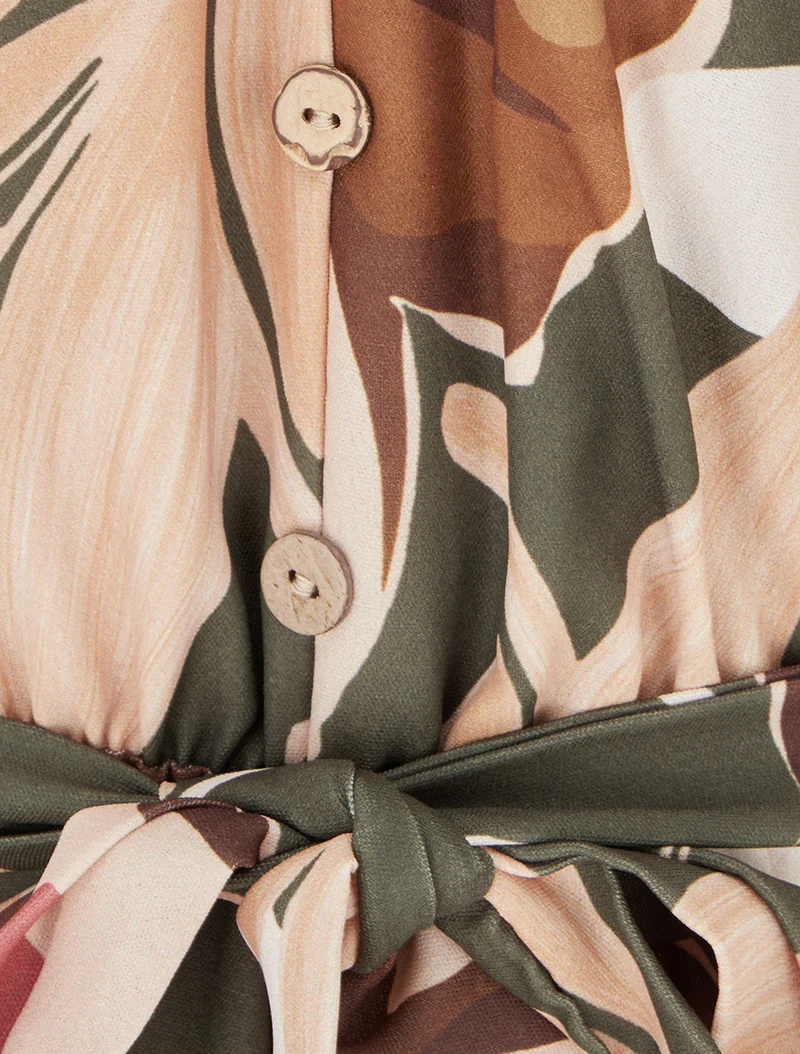 Combinaison imprimé floral à taille élastiquée - Kaki