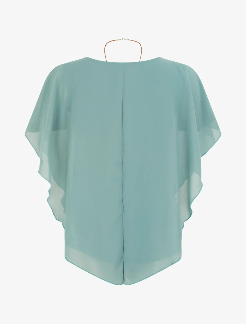 Top droit fluide en voile - Turquoise