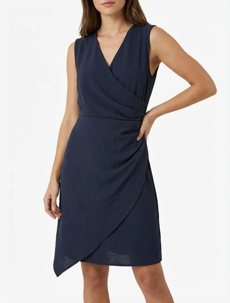 Robe sans manches style portefeuille - Marine