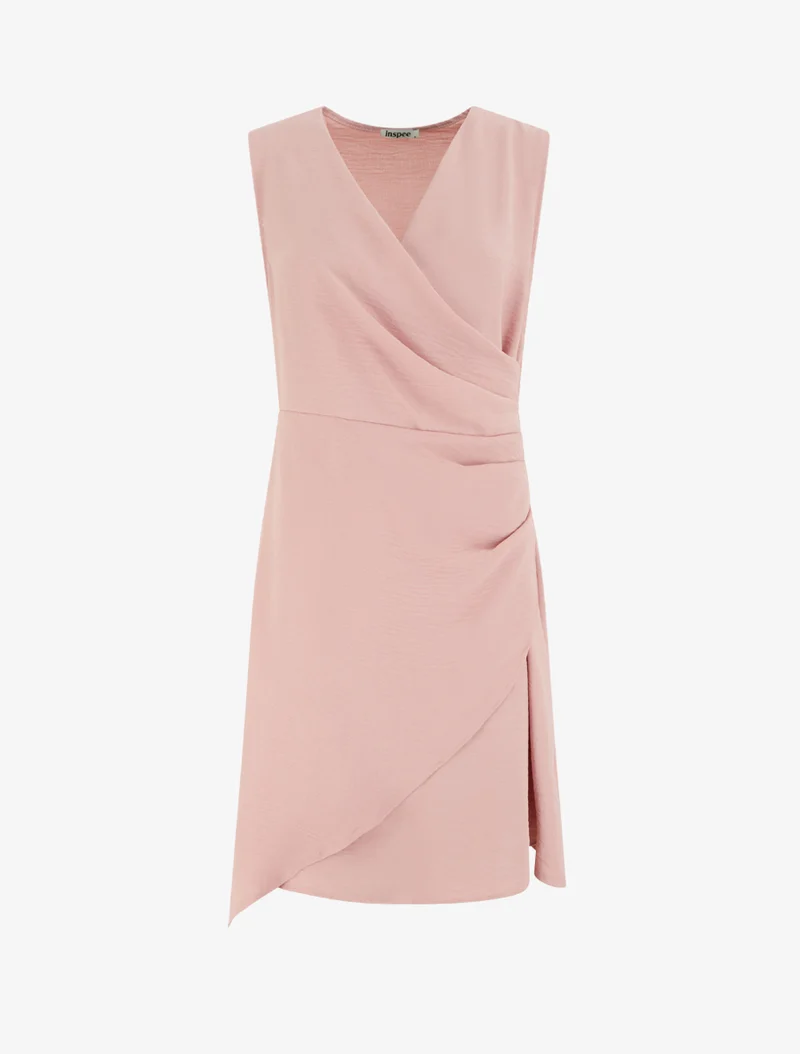 Robe sans manches style portefeuille - Rose