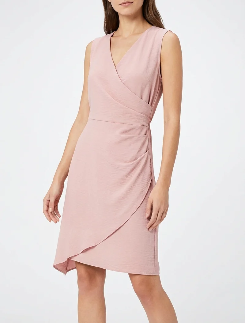 Robe sans manches style portefeuille - Rose