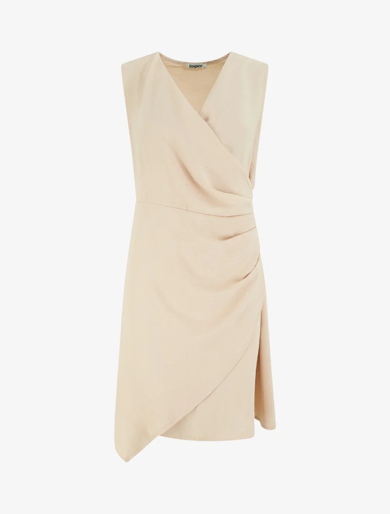 Robe sans manches style portefeuille - Beige