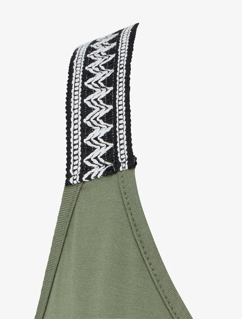 Robe longue imprimé feuillage - Kaki