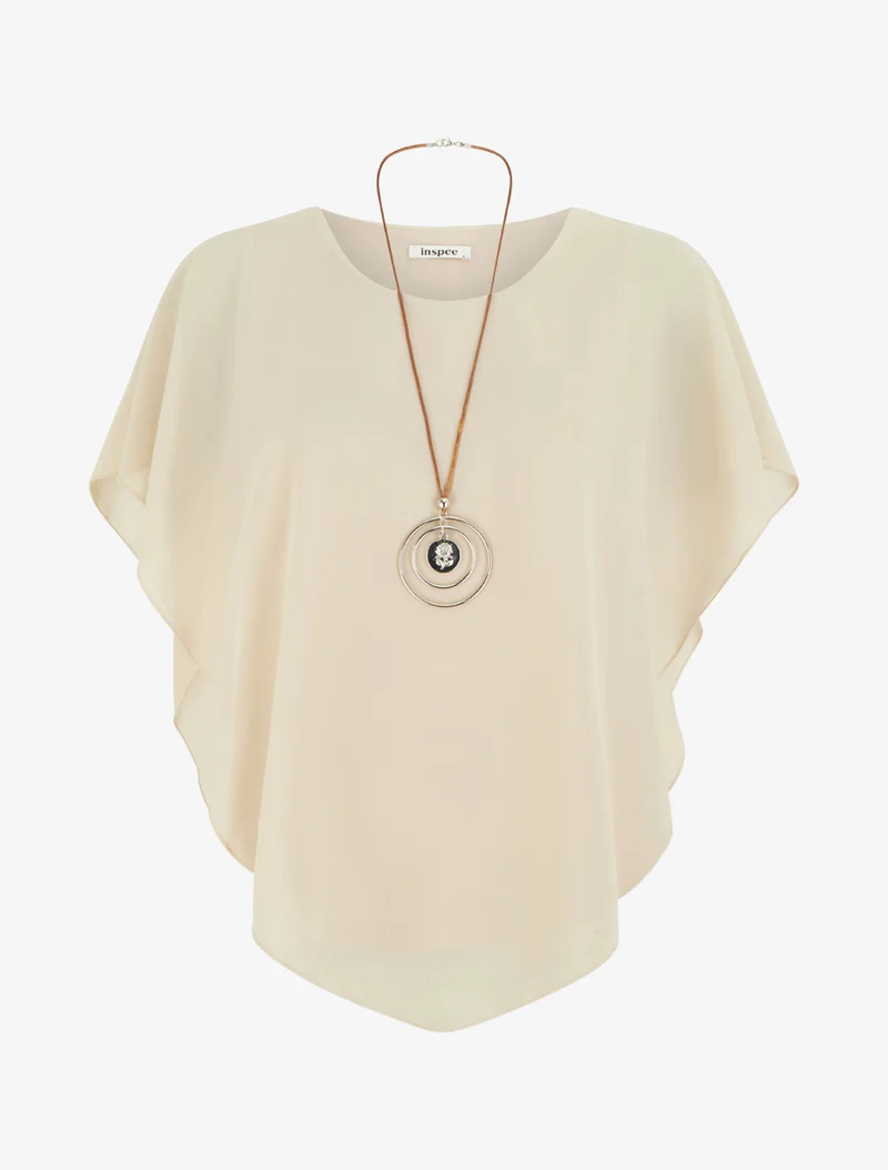 Top droit fluide en voile - Beige