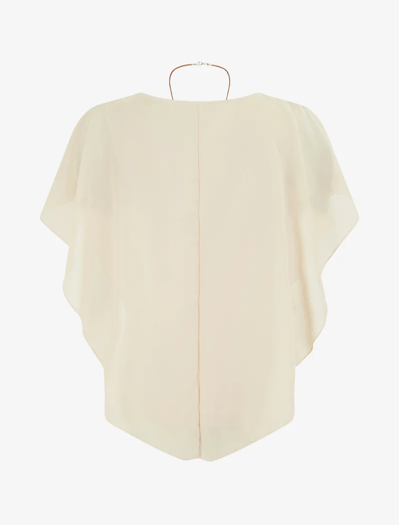 Top droit fluide en voile - Beige