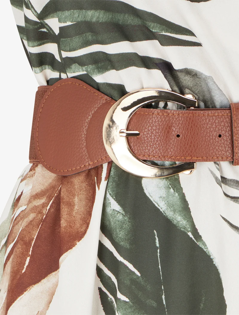 Robe sans manches imprimé feuillage - Kaki