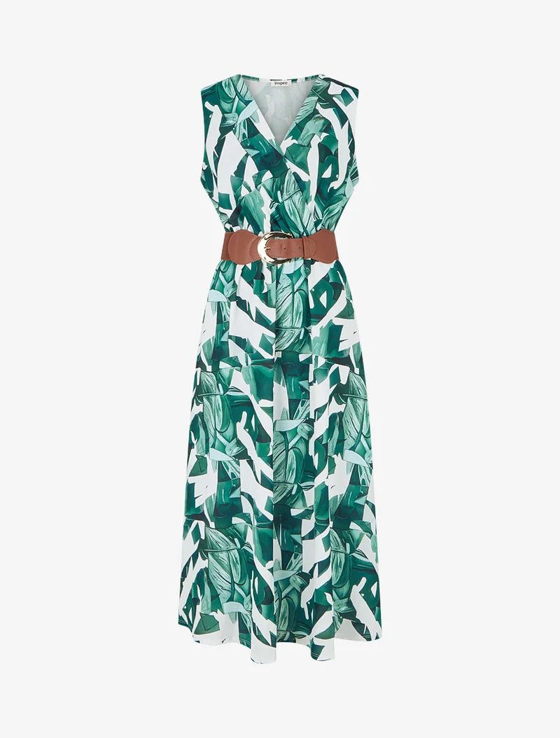 Robe sans manches imprimé fantaisie - Vert