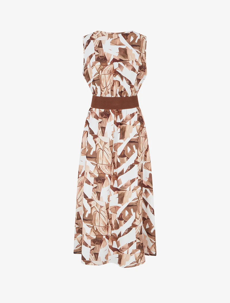 Robe sans manches imprimé fantaisie - Camel