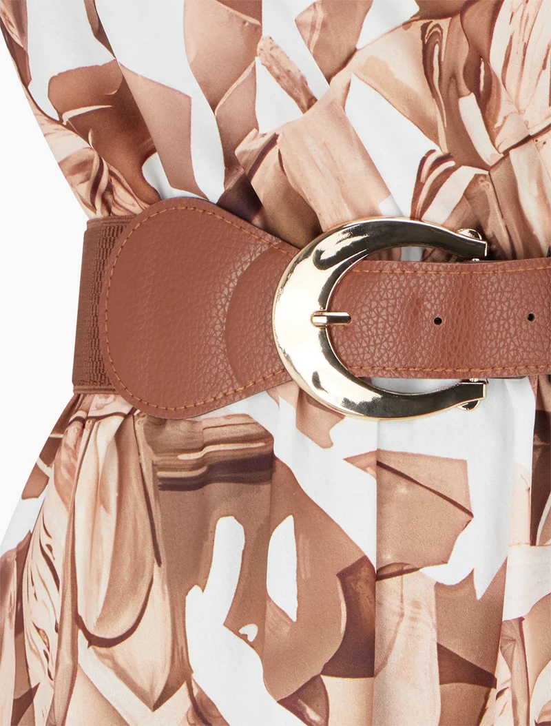 Robe sans manches imprimé fantaisie - Camel