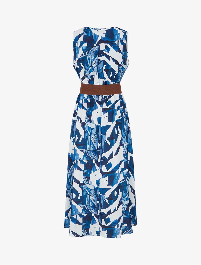 Robe sans manches imprimé fantaisie - Marine