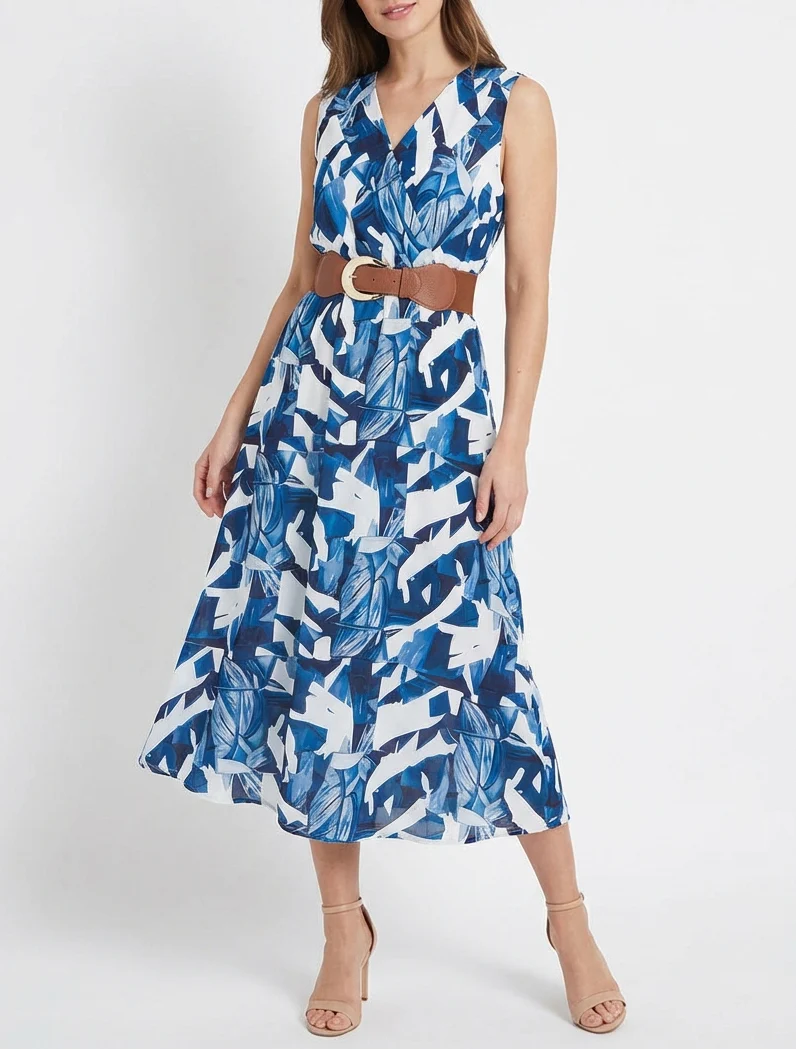 Robe sans manches imprimé fantaisie - Marine