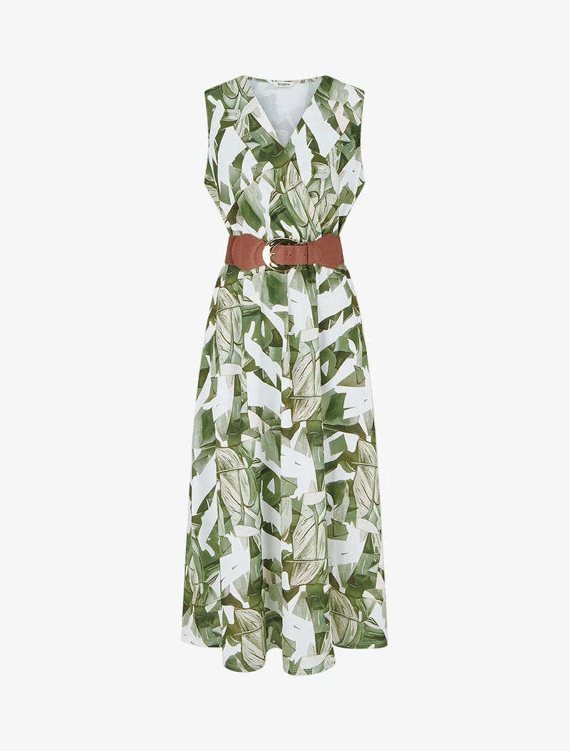 Robe sans manches imprimé fantaisie - Kaki