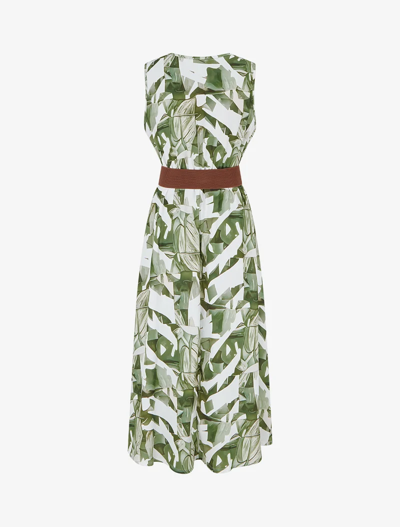 Robe sans manches imprimé fantaisie - Kaki