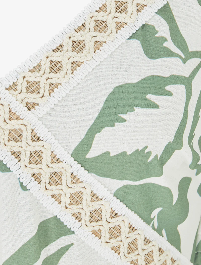 Robe fleurie à empiècement broderie - Kaki
