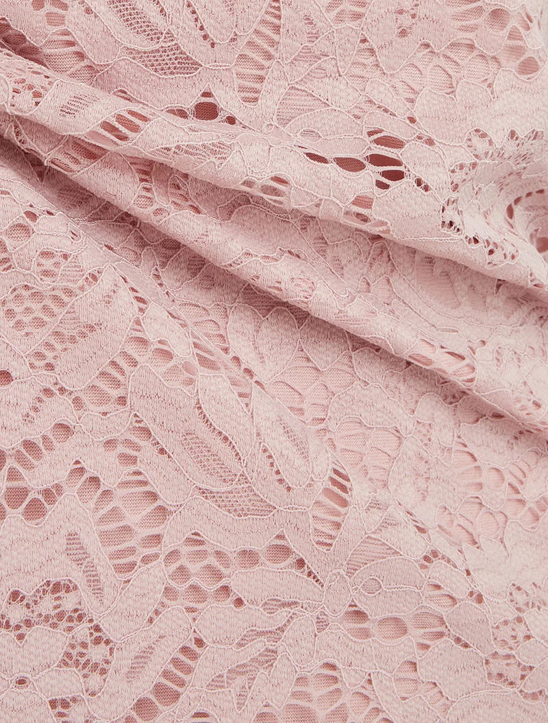 Top en dentelle à manches courtes - Rose
