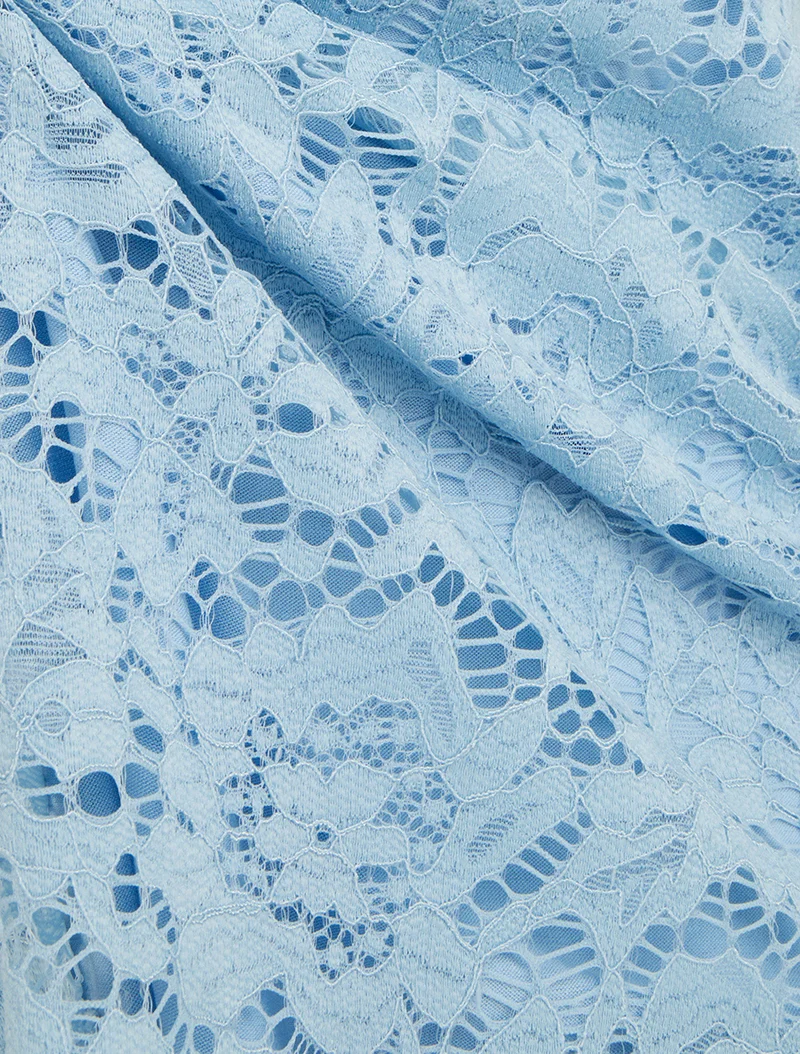Top en dentelle à manches courtes - Bleu ciel