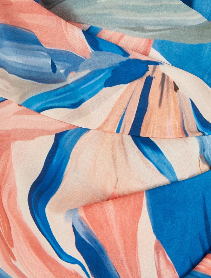 Robe style portefeuille sans manches imprimé fleurs de lys - Bleu foncé