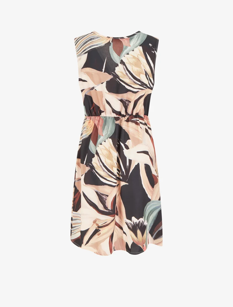 Robe style portefeuille sans manches imprimé fleurs de lys - Noir