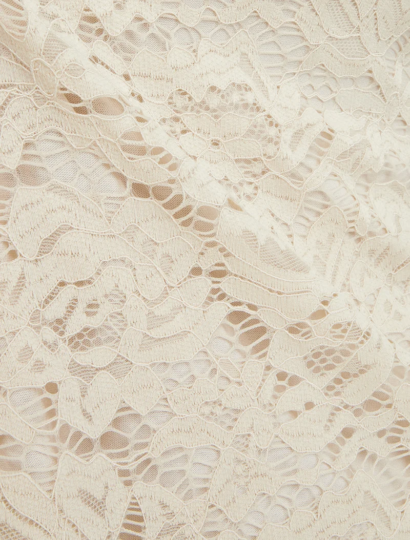 Top en dentelle à manches courtes - Beige