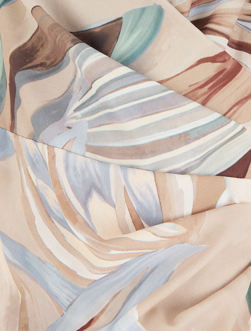 Robe style portefeuille sans manches imprimé fleurs de lys - Beige