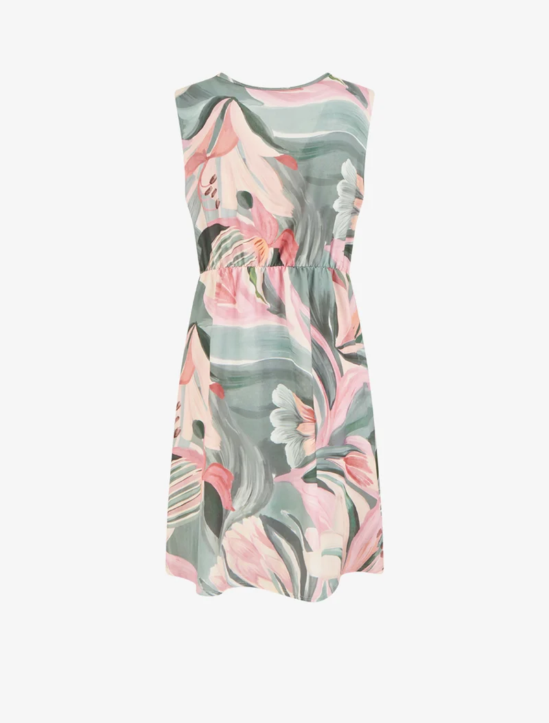 Robe style portefeuille sans manches imprimé fleurs de lys - Kaki