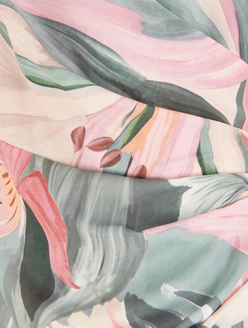 Robe style portefeuille sans manches imprimé fleurs de lys - Kaki