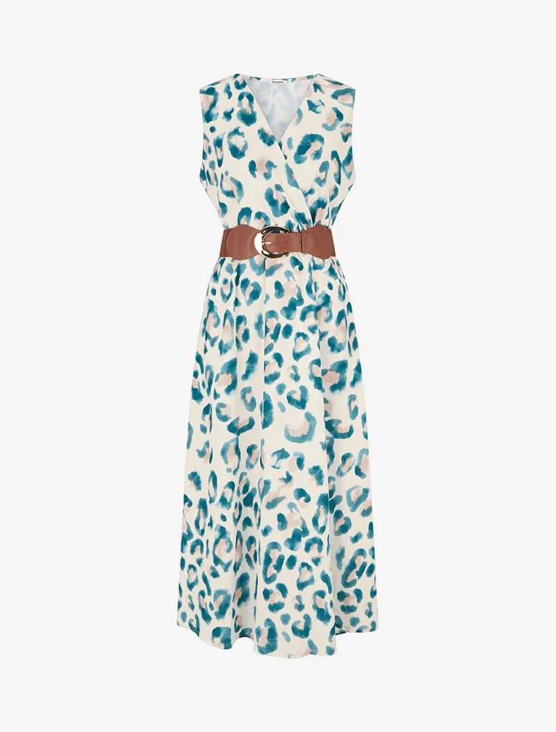 Robe sans manches imprimé léopard - Vert
