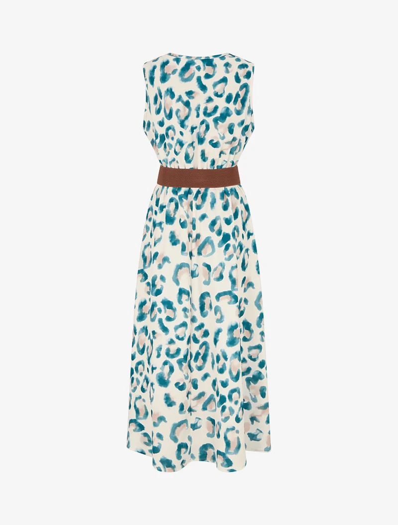 Robe sans manches imprimé léopard - Vert