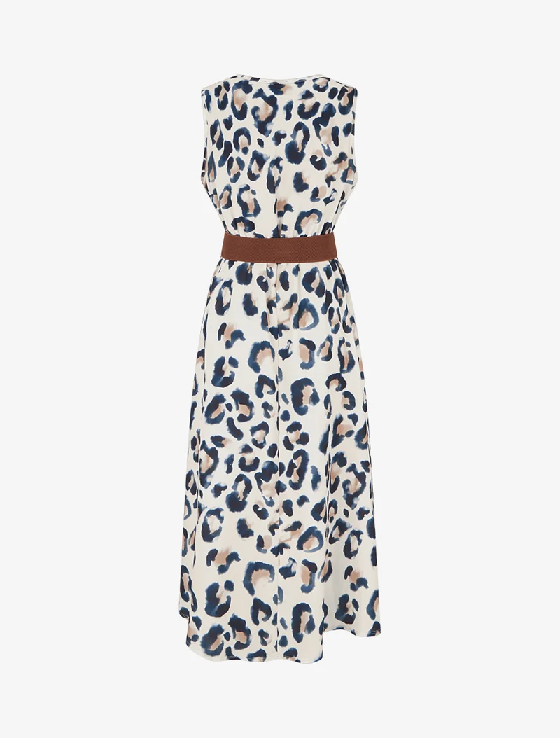 Robe sans manches imprimé léopard - Marine