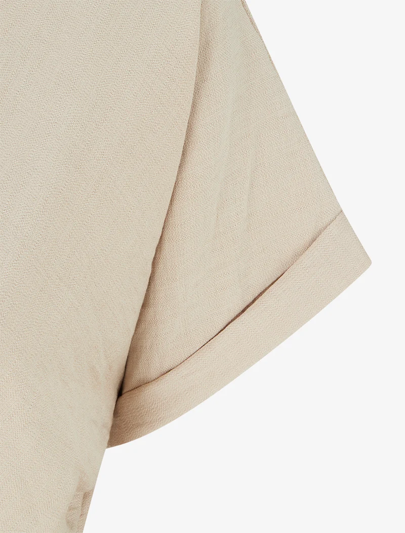 Combinaison unie à manches courtes - Beige