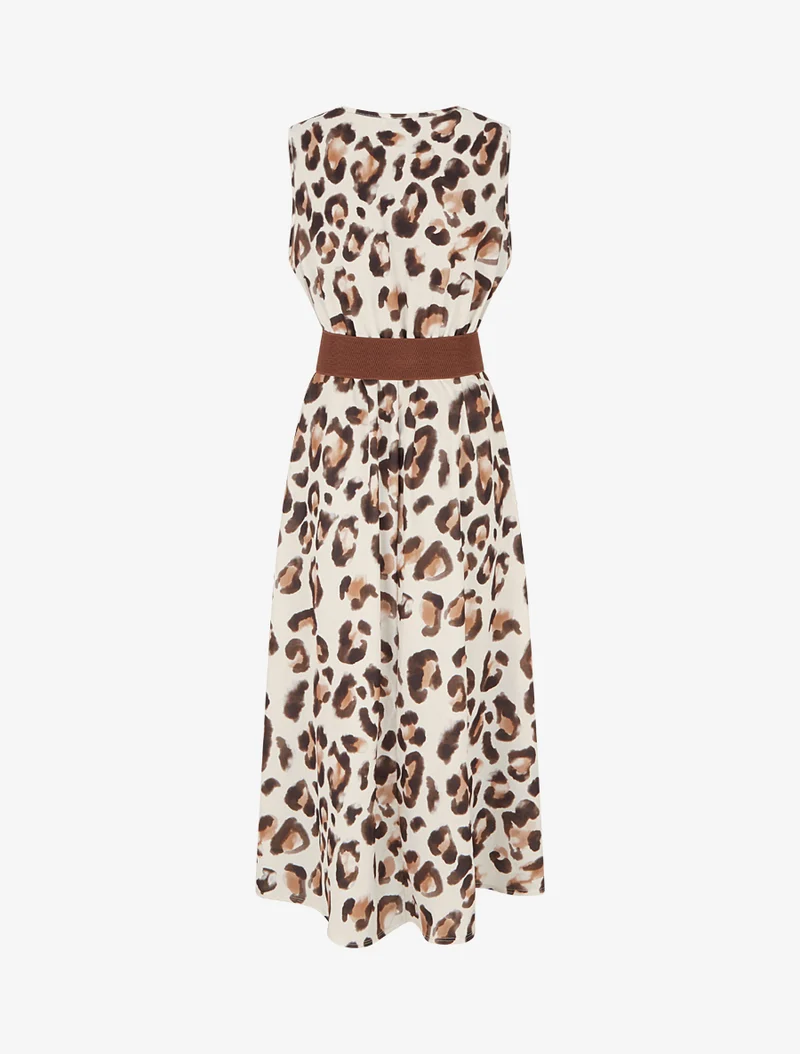 Robe sans manches imprimé léopard - Marron