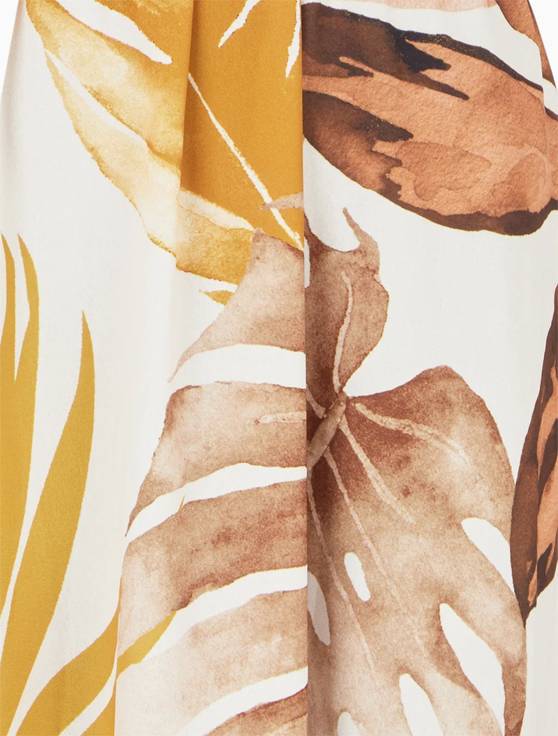 Robe sans manches imprimé feuillage - Jaune moutarde