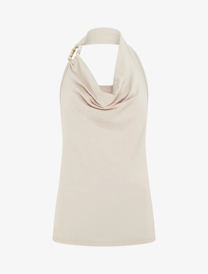 Top dos nu à perles - Beige