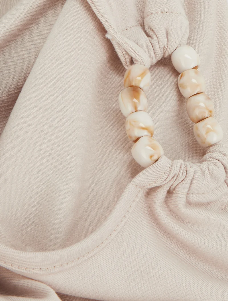 Top dos nu à perles - Beige