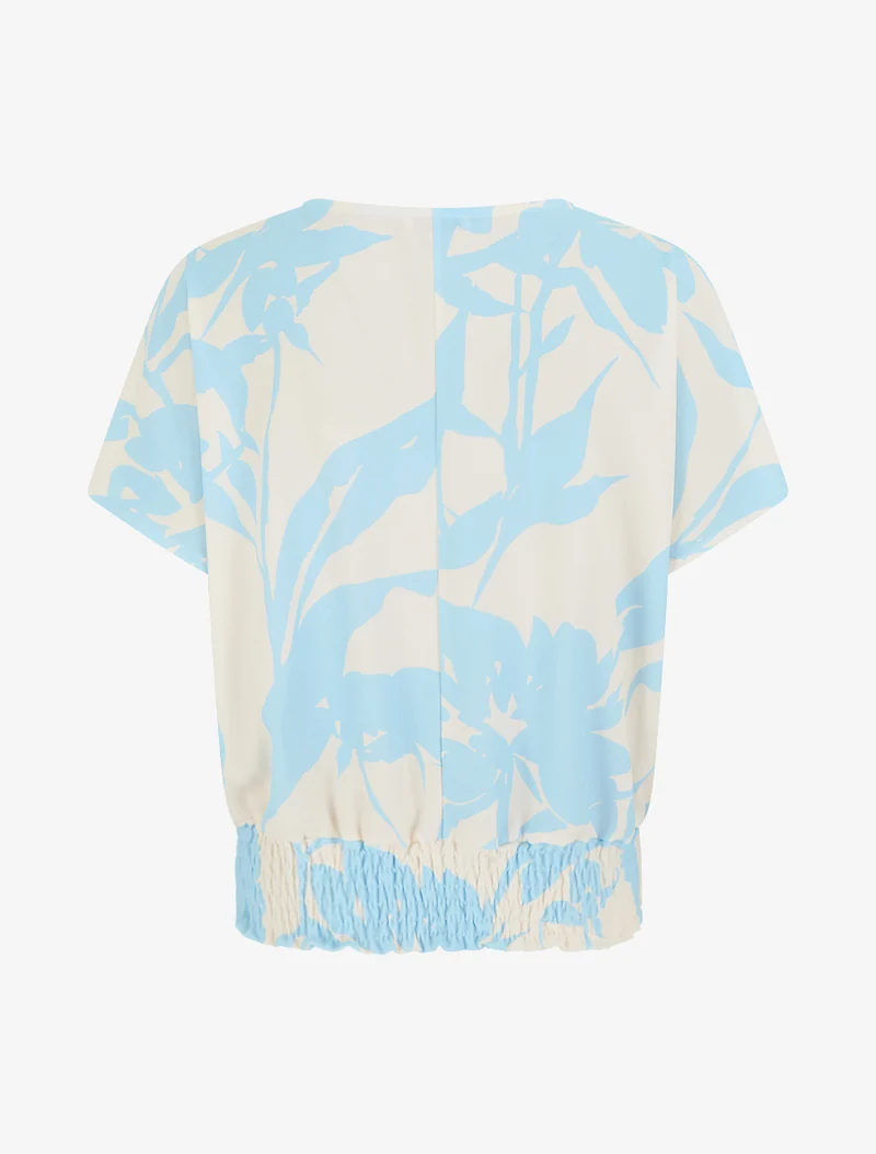 Top coupe boule imprimé floral - Bleu ciel