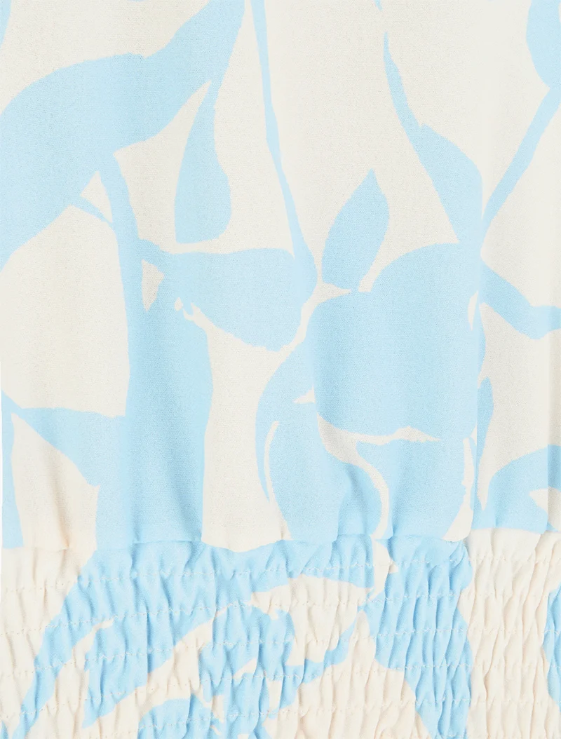 Top coupe boule imprimé floral - Bleu ciel